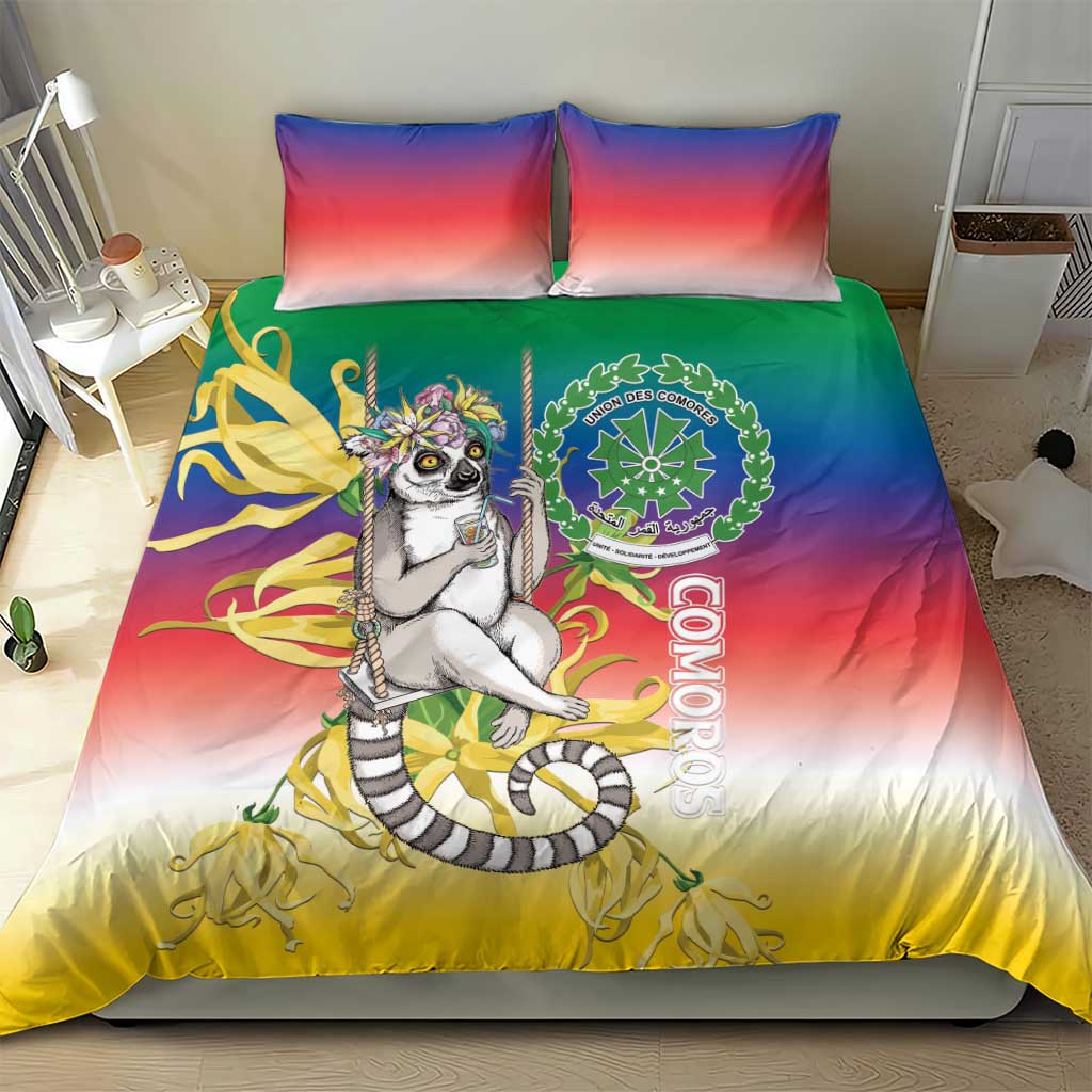 Comoros Mongoose Lemur Bedding Set Coat Of Arms With Ylang Ylang