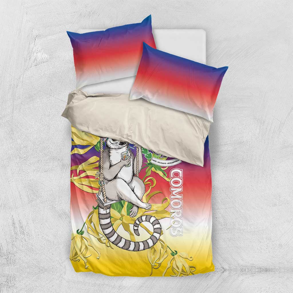 Comoros Mongoose Lemur Bedding Set Coat Of Arms With Ylang Ylang