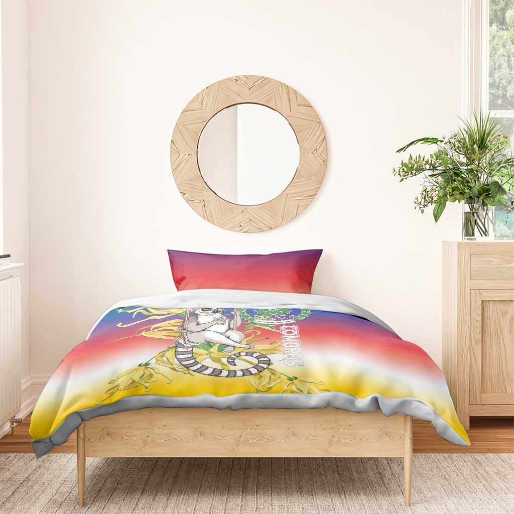 Comoros Mongoose Lemur Bedding Set Coat Of Arms With Ylang Ylang