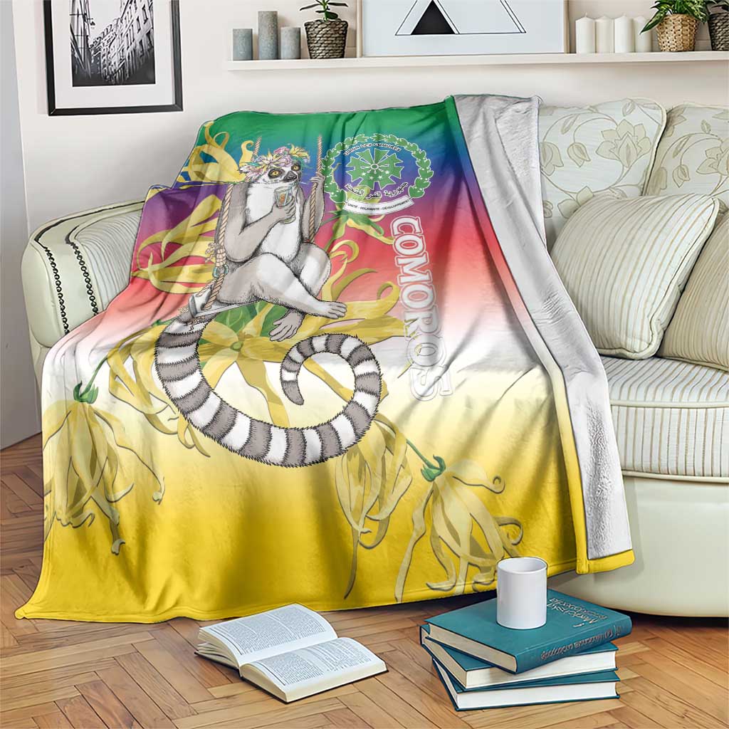 Comoros Mongoose Lemur Blanket Coat Of Arms With Ylang Ylang