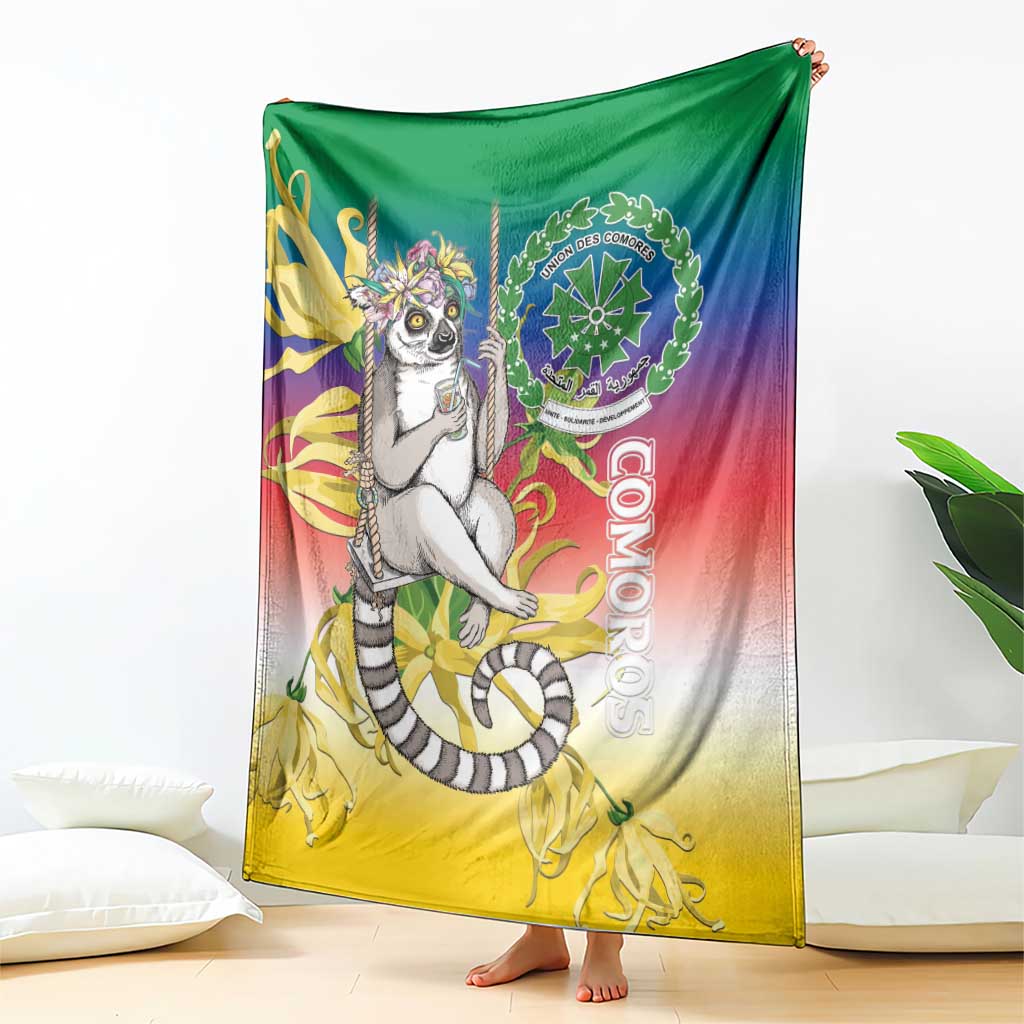 Comoros Mongoose Lemur Blanket Coat Of Arms With Ylang Ylang