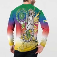 Comoros Mongoose Lemur Button Sweatshirt Coat Of Arms With Ylang Ylang