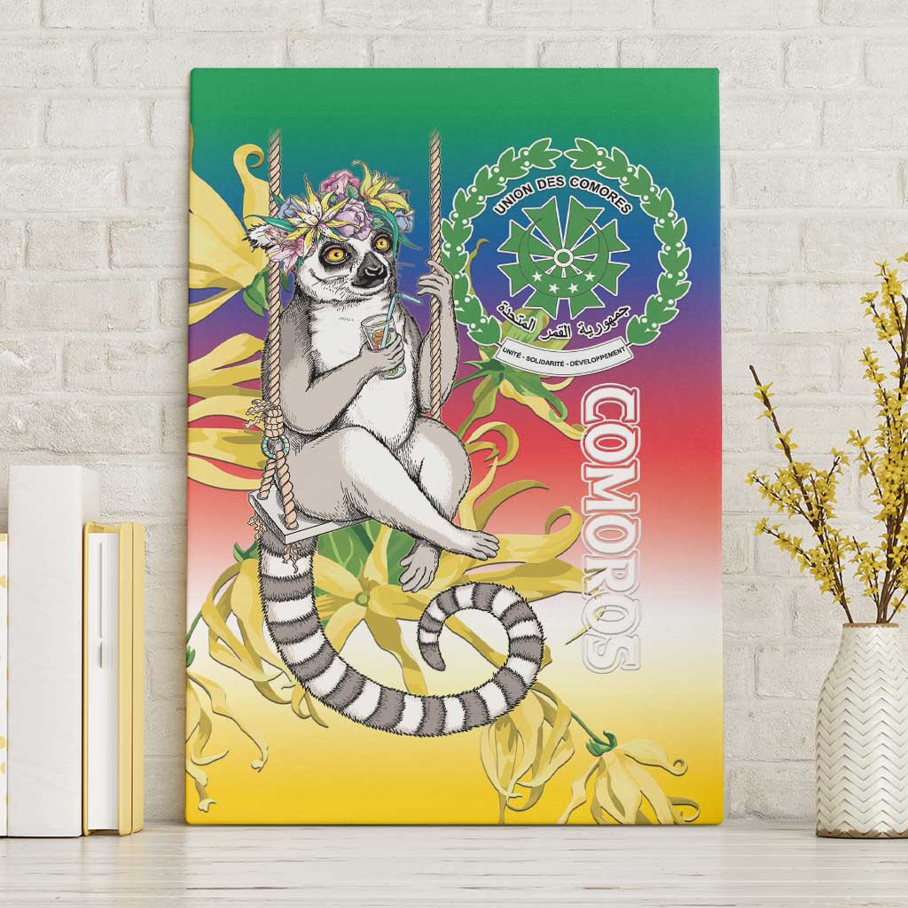 Comoros Mongoose Lemur Canvas Wall Art Coat Of Arms With Ylang Ylang