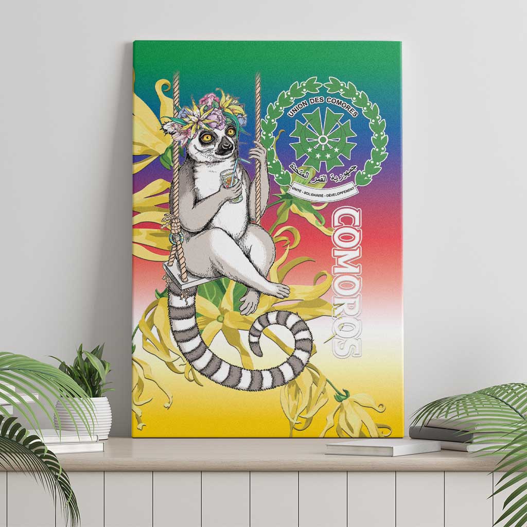 Comoros Mongoose Lemur Canvas Wall Art Coat Of Arms With Ylang Ylang