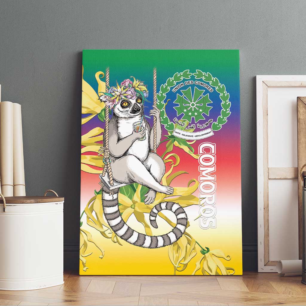 Comoros Mongoose Lemur Canvas Wall Art Coat Of Arms With Ylang Ylang