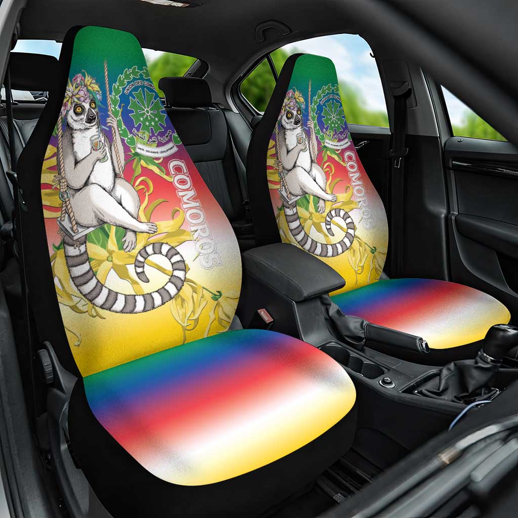 Comoros Mongoose Lemur Car Seat Cover Coat Of Arms With Ylang Ylang