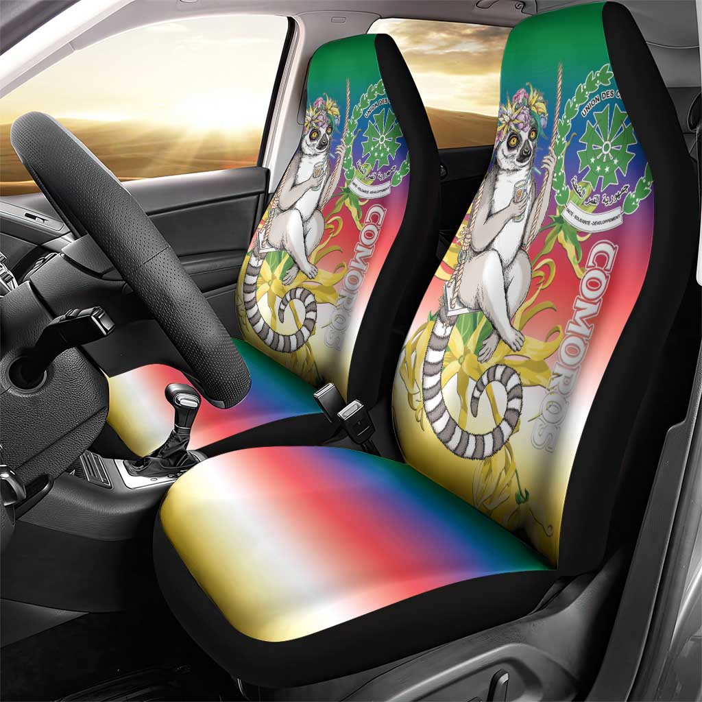 Comoros Mongoose Lemur Car Seat Cover Coat Of Arms With Ylang Ylang