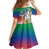 Comoros Mongoose Lemur Family Matching Off The Shoulder Long Sleeve Dress and Hawaiian Shirt Coat Of Arms With Ylang Ylang