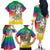 Comoros Mongoose Lemur Family Matching Off The Shoulder Long Sleeve Dress and Hawaiian Shirt Coat Of Arms With Ylang Ylang