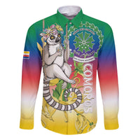 Comoros Mongoose Lemur Family Matching Off The Shoulder Long Sleeve Dress and Hawaiian Shirt Coat Of Arms With Ylang Ylang