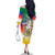 Comoros Mongoose Lemur Family Matching Off The Shoulder Long Sleeve Dress and Hawaiian Shirt Coat Of Arms With Ylang Ylang