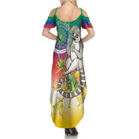 Comoros Mongoose Lemur Family Matching Summer Maxi Dress and Hawaiian Shirt Coat Of Arms With Ylang Ylang