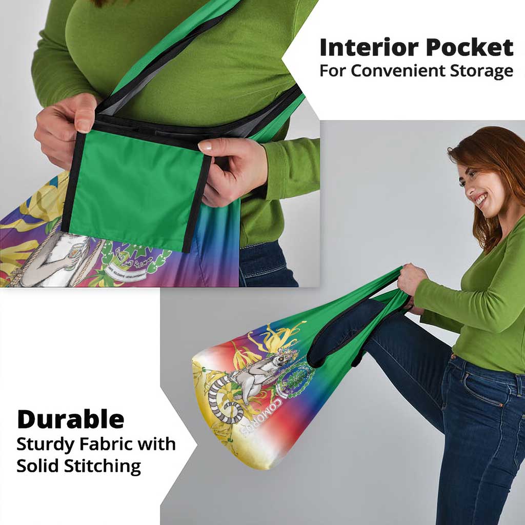 Comoros Mongoose Lemur Grocery Bag Coat Of Arms With Ylang Ylang