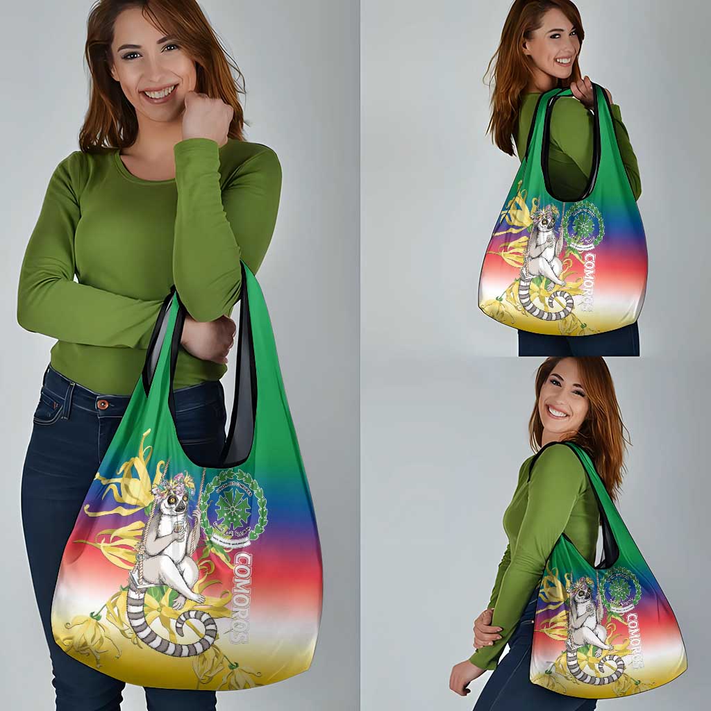 Comoros Mongoose Lemur Grocery Bag Coat Of Arms With Ylang Ylang