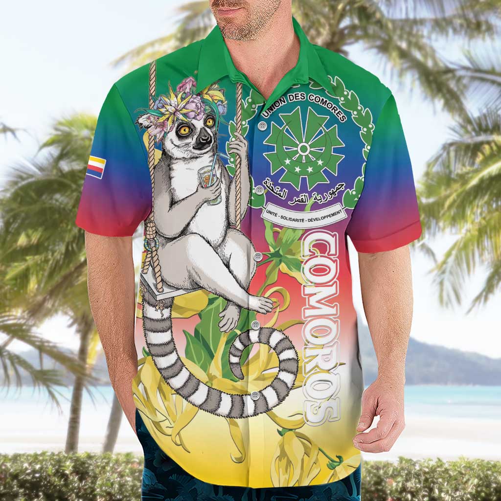 Comoros Mongoose Lemur Hawaiian Shirt Coat Of Arms With Ylang Ylang