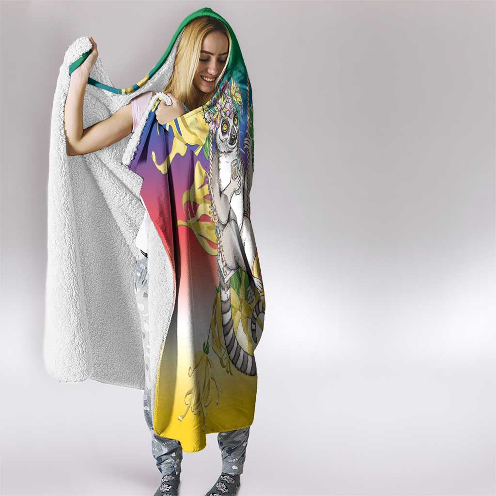 Comoros Mongoose Lemur Hooded Blanket Coat Of Arms With Ylang Ylang