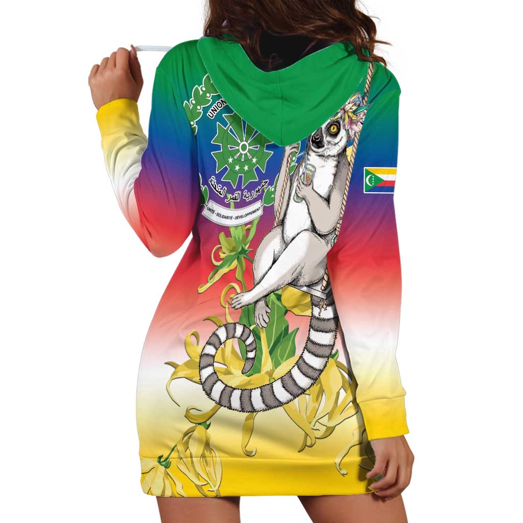 Comoros Mongoose Lemur Hoodie Dress Coat Of Arms With Ylang Ylang