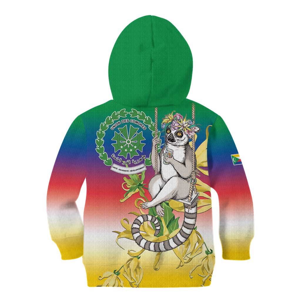 Comoros Mongoose Lemur Kid Hoodie Coat Of Arms With Ylang Ylang