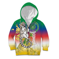 Comoros Mongoose Lemur Kid Hoodie Coat Of Arms With Ylang Ylang