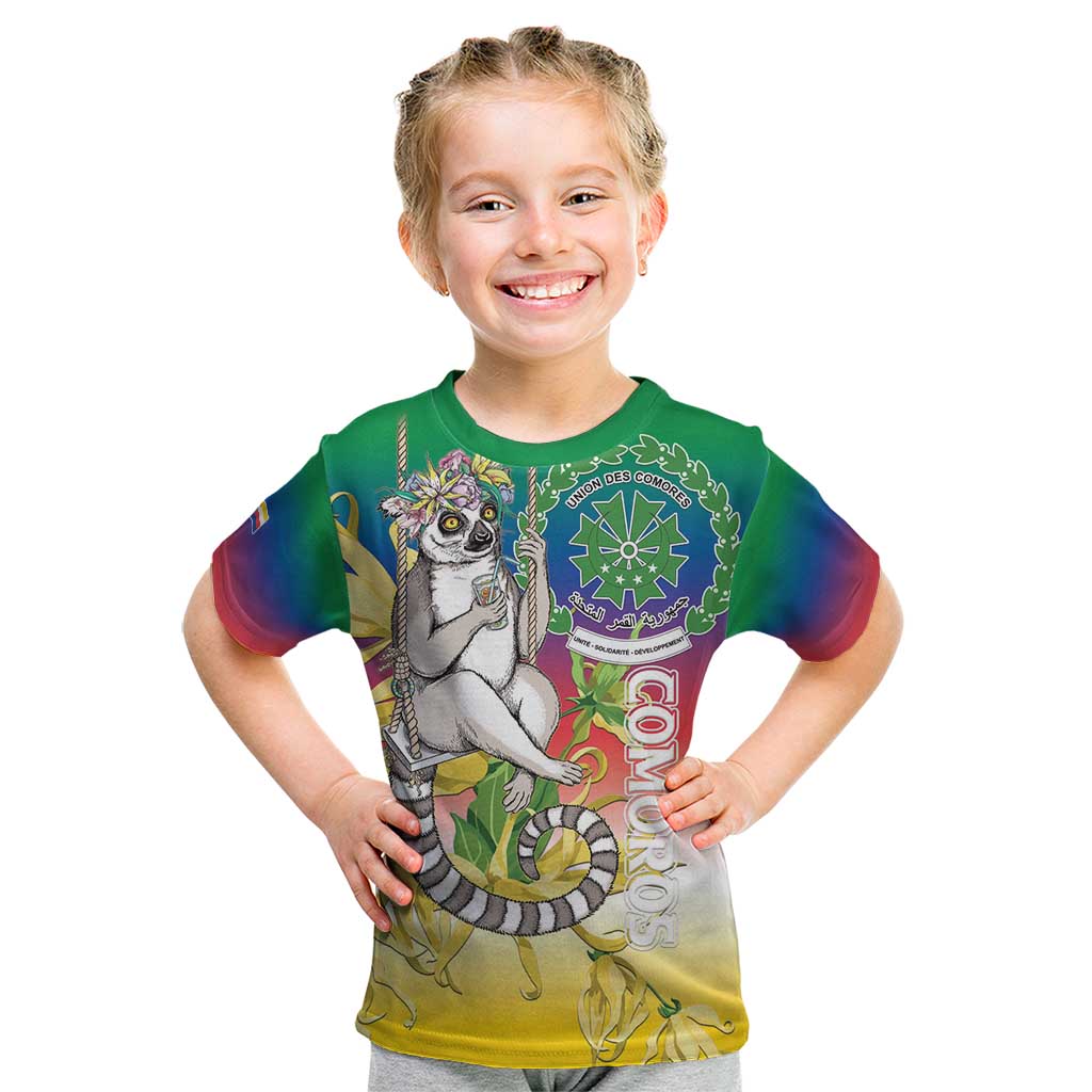 Comoros Mongoose Lemur Kid T Shirt Coat Of Arms With Ylang Ylang