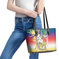 Comoros Mongoose Lemur Leather Tote Bag Coat Of Arms With Ylang Ylang