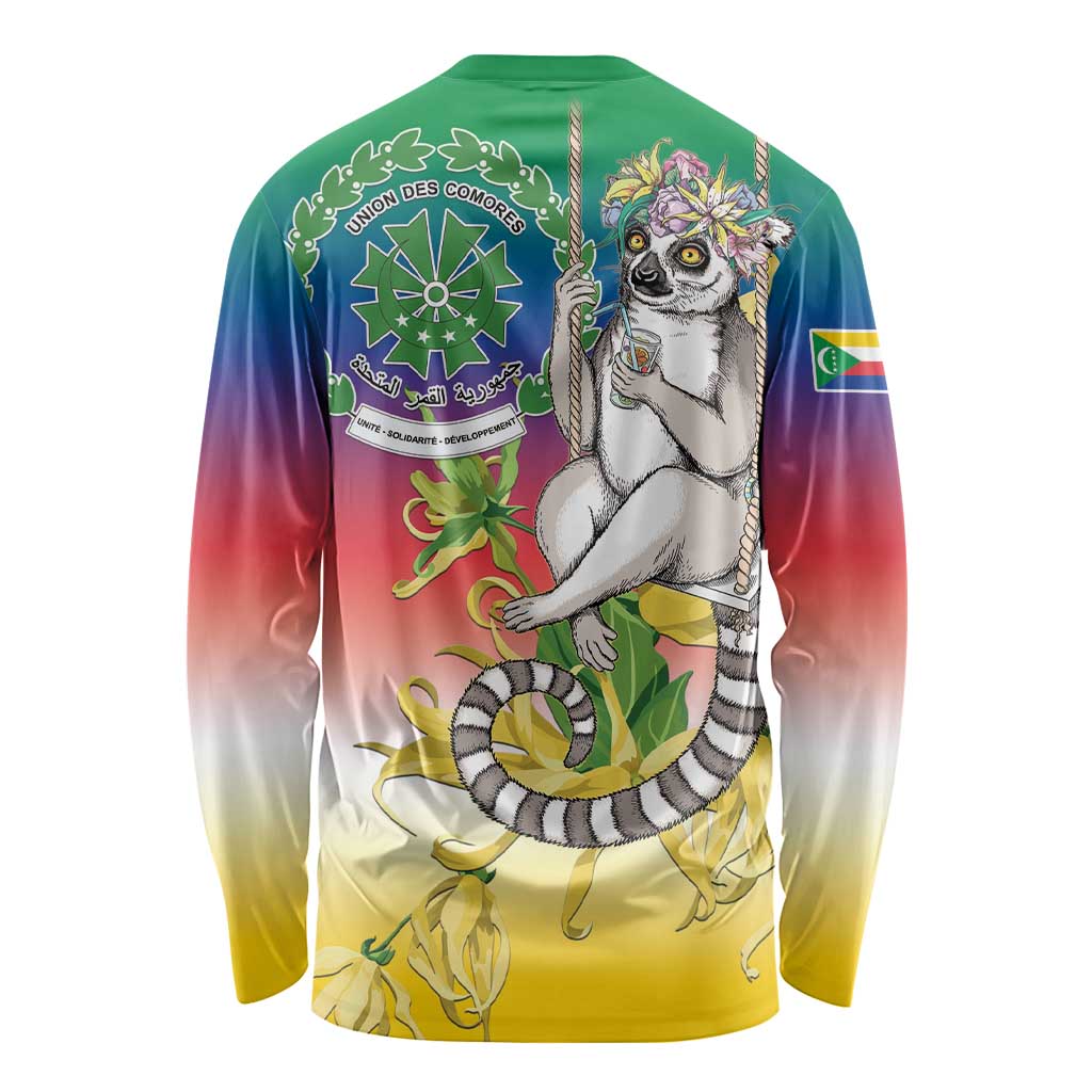 Comoros Mongoose Lemur Long Sleeve Shirt Coat Of Arms With Ylang Ylang
