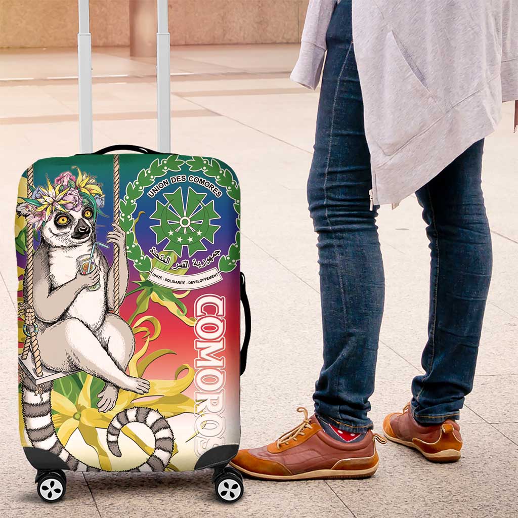 Comoros Mongoose Lemur Luggage Cover Coat Of Arms With Ylang Ylang