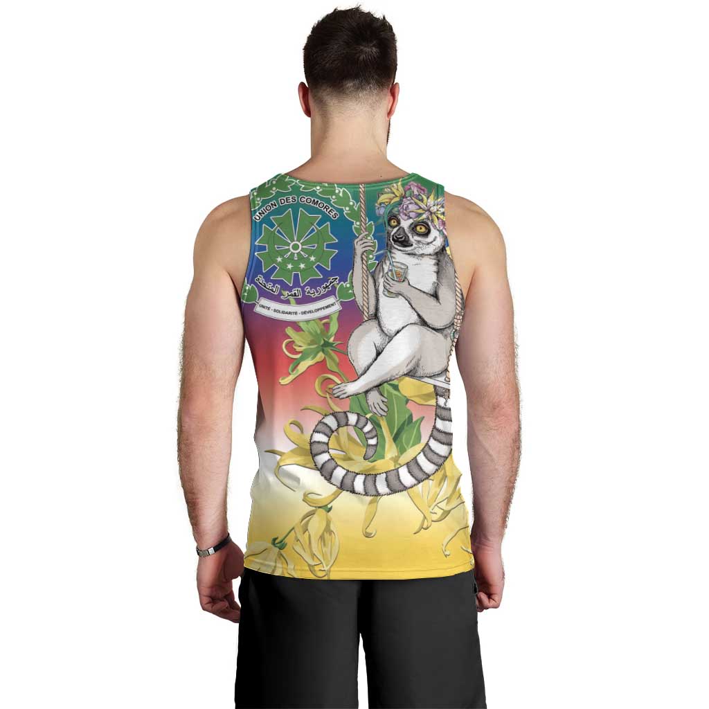 Comoros Mongoose Lemur Men Tank Top Coat Of Arms With Ylang Ylang
