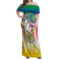 Comoros Mongoose Lemur Off Shoulder Maxi Dress Coat Of Arms With Ylang Ylang