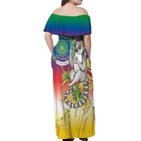 Comoros Mongoose Lemur Off Shoulder Maxi Dress Coat Of Arms With Ylang Ylang