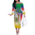 Comoros Mongoose Lemur Off The Shoulder Long Sleeve Dress Coat Of Arms With Ylang Ylang