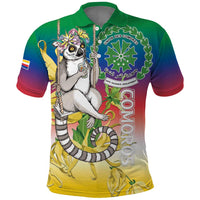 Comoros Mongoose Lemur Polo Shirt Coat Of Arms With Ylang Ylang