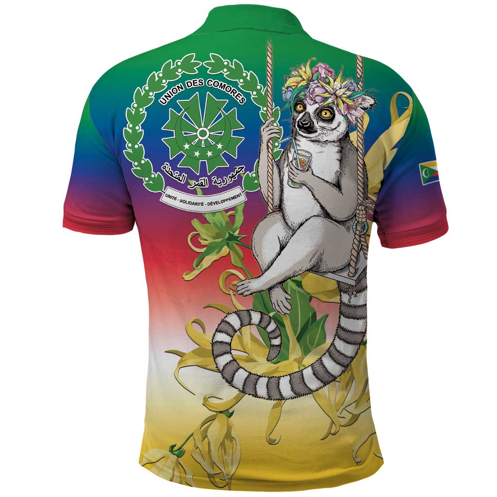 Comoros Mongoose Lemur Polo Shirt Coat Of Arms With Ylang Ylang