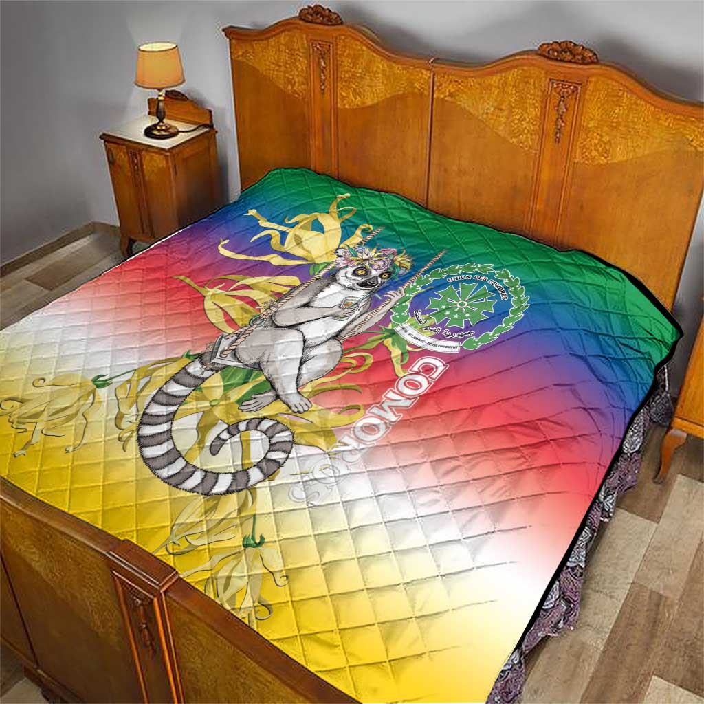 Comoros Mongoose Lemur Quilt Coat Of Arms With Ylang Ylang
