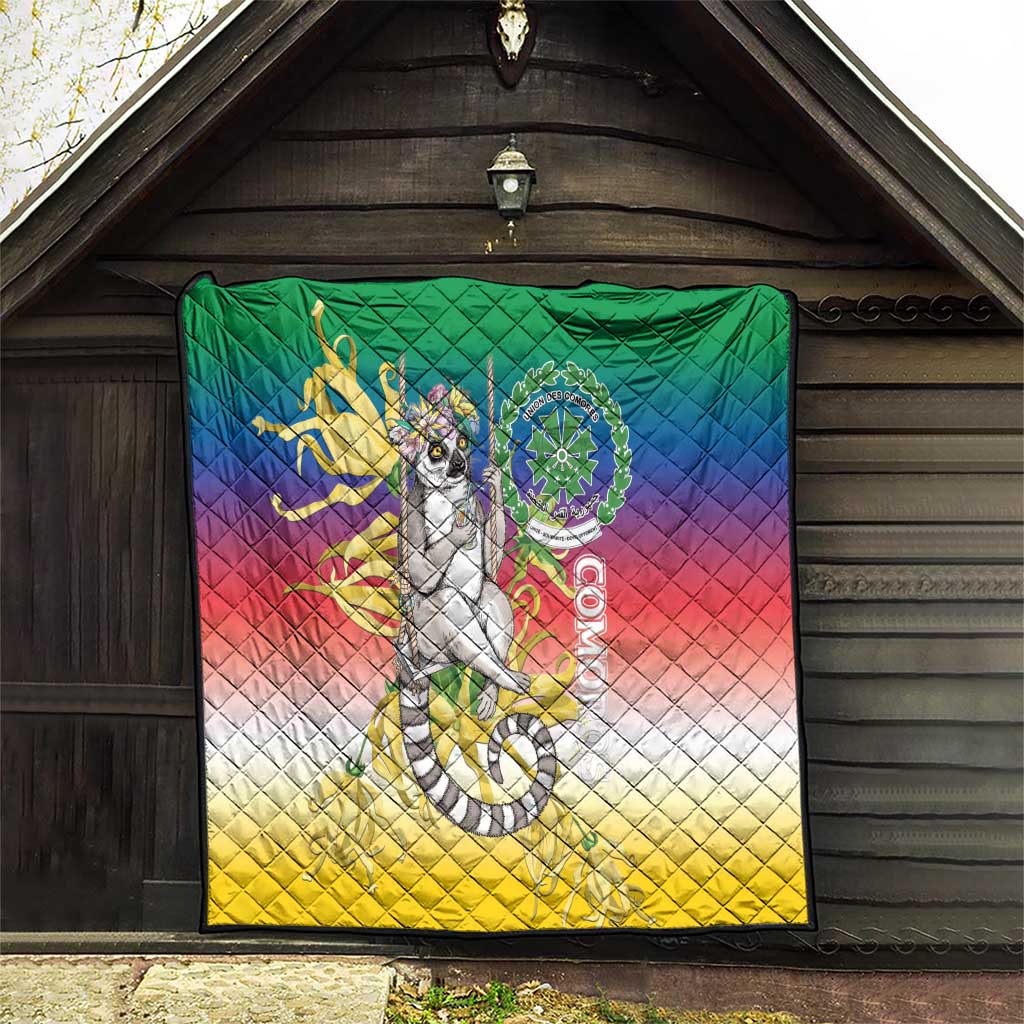 Comoros Mongoose Lemur Quilt Coat Of Arms With Ylang Ylang