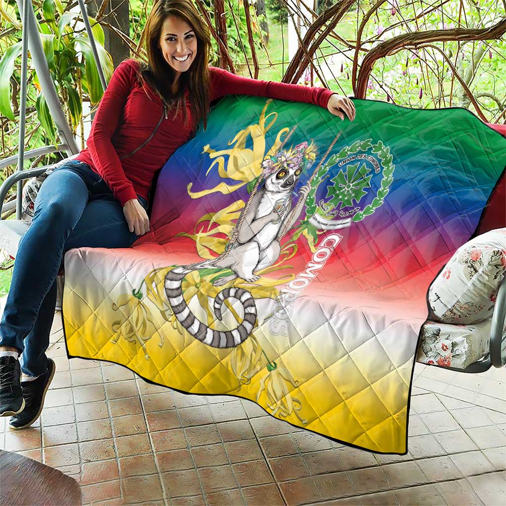 Comoros Mongoose Lemur Quilt Coat Of Arms With Ylang Ylang