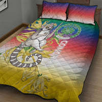 Comoros Mongoose Lemur Quilt Bed Set Coat Of Arms With Ylang Ylang