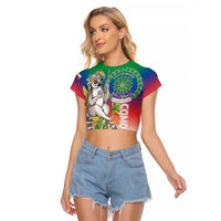 Comoros Mongoose Lemur Raglan Cropped T Shirt Coat Of Arms With Ylang Ylang