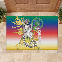 Comoros Mongoose Lemur Rubber Doormat Coat Of Arms With Ylang Ylang