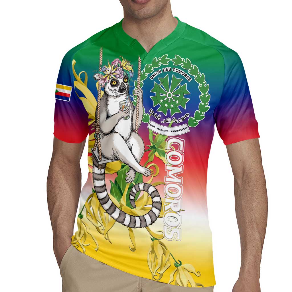 Comoros Mongoose Lemur Rugby Jersey Coat Of Arms With Ylang Ylang