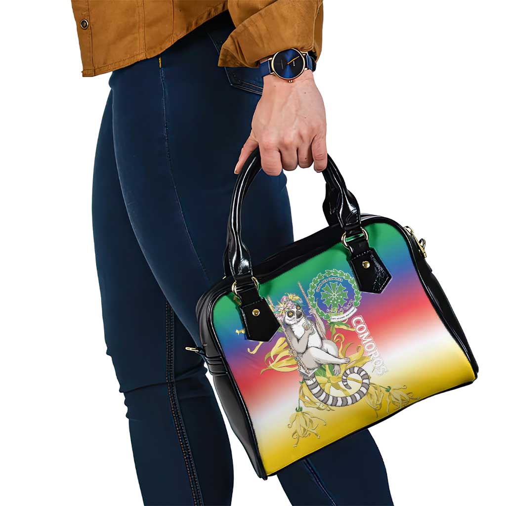Comoros Mongoose Lemur Shoulder Handbag Coat Of Arms With Ylang Ylang