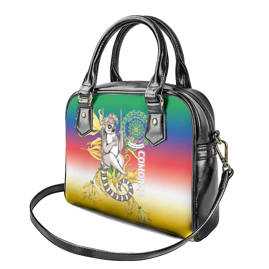 Comoros Mongoose Lemur Shoulder Handbag Coat Of Arms With Ylang Ylang