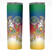 Comoros Mongoose Lemur Skinny Tumbler Coat Of Arms With Ylang Ylang