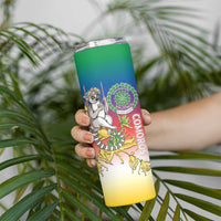 Comoros Mongoose Lemur Skinny Tumbler Coat Of Arms With Ylang Ylang