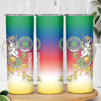 Comoros Mongoose Lemur Skinny Tumbler Coat Of Arms With Ylang Ylang