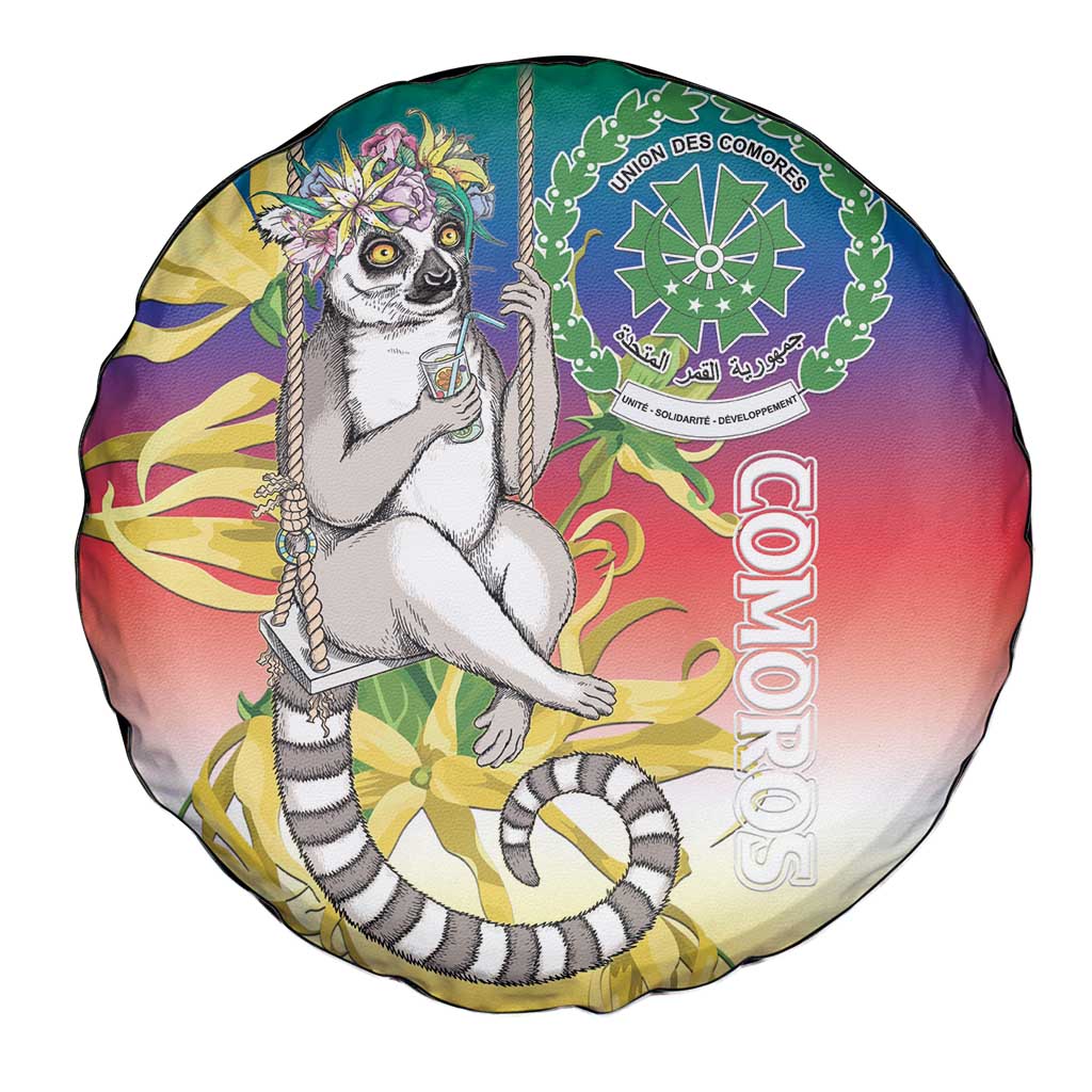 Comoros Mongoose Lemur Spare Tire Cover Coat Of Arms With Ylang Ylang