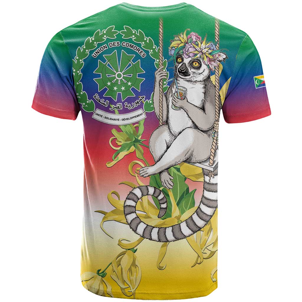 Comoros Mongoose Lemur T Shirt Coat Of Arms With Ylang Ylang