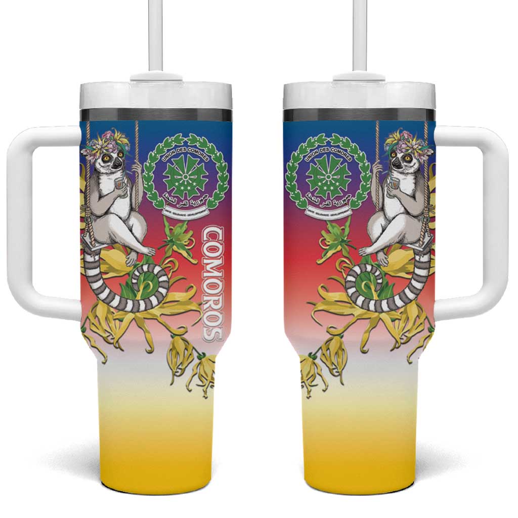 Comoros Mongoose Lemur Tumbler With Handle Coat Of Arms With Ylang Ylang