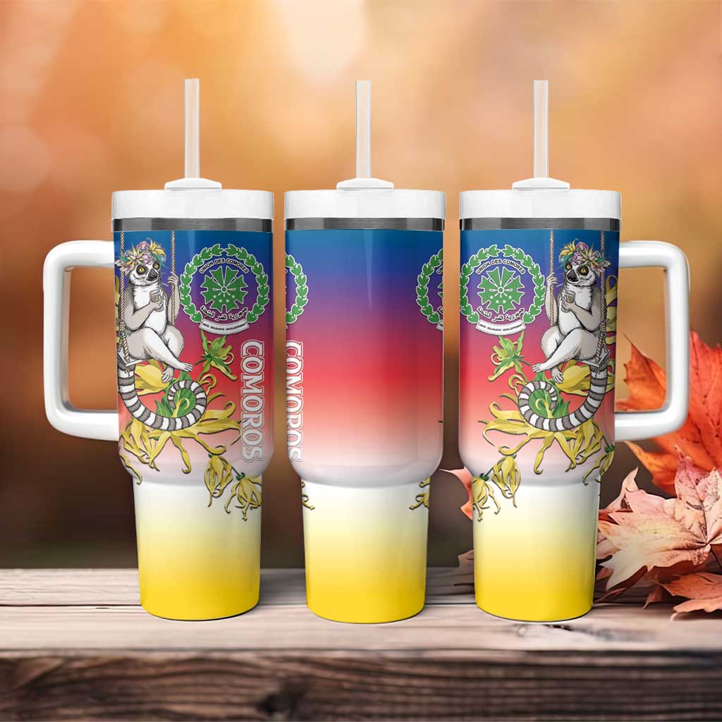 Comoros Mongoose Lemur Tumbler With Handle Coat Of Arms With Ylang Ylang