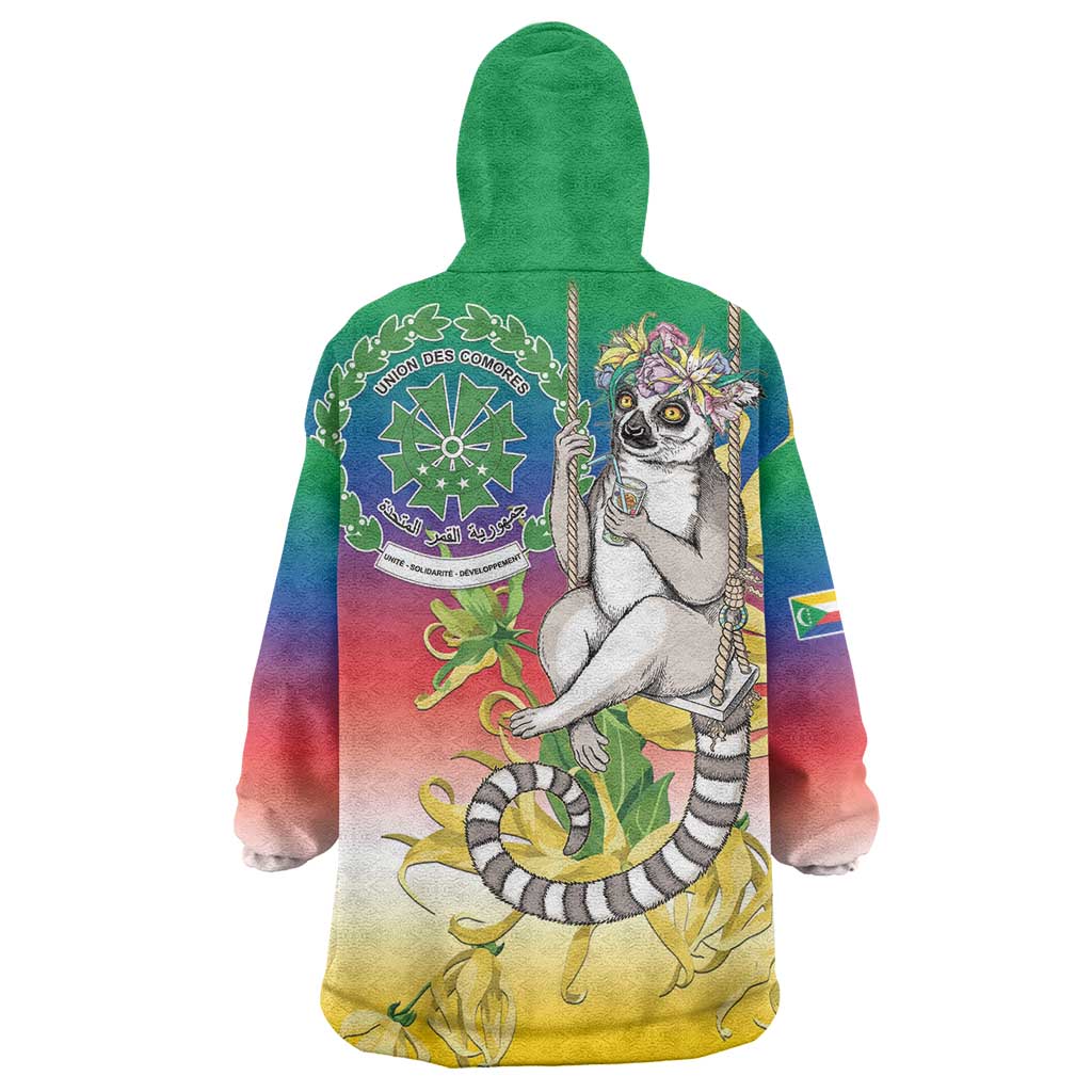 Comoros Mongoose Lemur Wearable Blanket Hoodie Coat Of Arms With Ylang Ylang